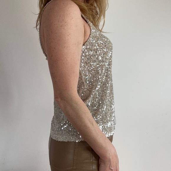 Gold Sequins Tank Top- Love on a Hanger US S - Picture 4 of 6